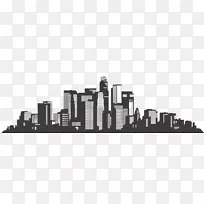 洛杉矶天际线轮廓可伸缩图形建筑横幅建筑城市轮廓