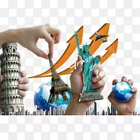 比萨自由女神像斜塔埃菲尔铁塔的标志性建筑，自由女神像是世界上最著名的地标。
