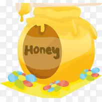 薄饼蜂蜜卡通插图-蜂蜜