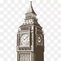 威斯敏斯特大本威斯敏斯特大桥宫殿伦敦眼壁纸手绘大本钟