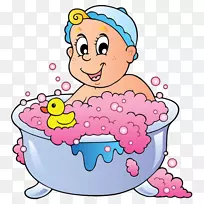 沐浴浴缸婴儿剪贴画-婴儿鸭和浴缸
