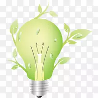 环保生态图标-绿色节能灯泡