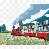 火车图书插图库插图-图书馆列车