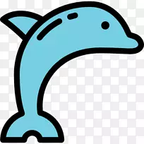 海豚可伸缩图形动物图标-蓝色海豚