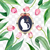 水彩画插花艺术-郁金香花缘