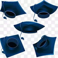 帽子广场学术帽毕业典礼-各种形状的博士。帽子