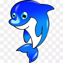 卡通插图-蓝色海豚