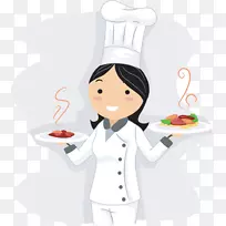厨师版税-免费摄影剪贴画-一位女厨师带食物