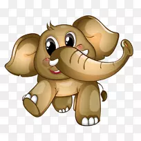 大象卡通插图-可爱的小象
