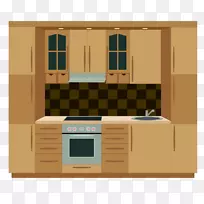 厨房橱柜家具剪贴画-漂亮厨房