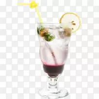 果汁spritzer鸡尾酒装饰柠檬水-蓝莓泡泡饮料