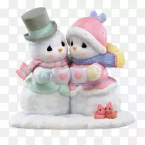 珍贵时刻公司小雕像雪人礼物圣诞村拥抱雪人