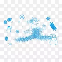 平面设计雪人-蓝色雪人