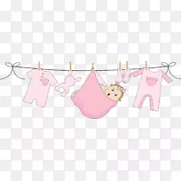 婴儿服装系列服装连衣裙套装剪贴画-Babu晾衣绳剪裁件