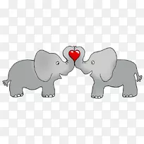 情人节大象心脏贺卡剪贴画-情人节大象剪贴画