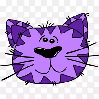 粉红猫夹艺术-紫色卡通猫