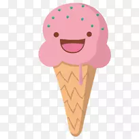草莓冰淇淋锥巧克力冰淇淋-草莓冰淇淋