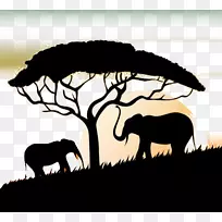 博茨瓦纳标语广告标志-大象轮廓