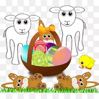 复活节兔子彩蛋复活节篮子剪贴画-复活节小鸡图片