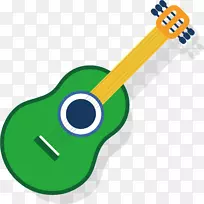 吉他剪辑艺术-绿色吉他