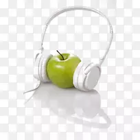 戴耳机的苹果耳机.带耳机的苹果