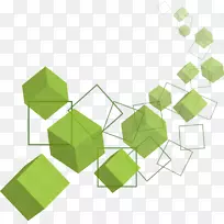 立方体欧式三维空间绿色立方体