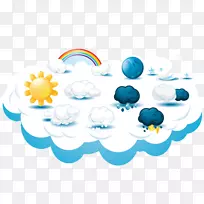 天气云卡通图标-不同天气