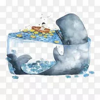 鲸鱼艺术平面设计插图-创意鲸