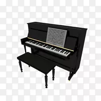数字钢琴电子钢琴三维模型三维计算机图形.黑色高钢琴