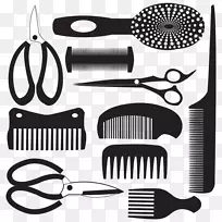 梳子-免费发型师剪贴画-梳子和剪刀图片