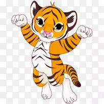 西伯利亚虎卡通可爱剪贴画-可爱的小老虎