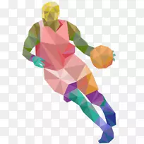 篮球运动员.卡通手绘折纸效果篮球运动员