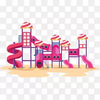 玩具游乐场剪贴画-红色滑梯玩具