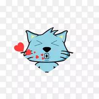 吻猫土坯插画-亲吻三条腿可爱的猫