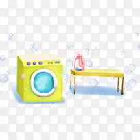 洗涤剂衣物洗衣机女式洗衣机和桌子