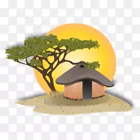 非洲小屋剪贴画-沙漠小屋剪贴画