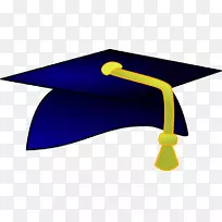 正方形学术帽毕业典礼帽子剪贴画-博士。帽蓝色