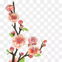 平面设计梅花剪贴画手绘一束樱花