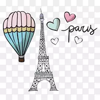 艾菲尔铁塔气球剪辑艺术-我爱巴黎