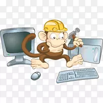 猿猴免版税猴子插图-卡车维修剪贴件