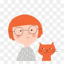 猫画书插图-橙色小猫
