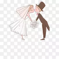 婚礼邀请新郎-已婚夫妇接吻