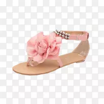 凉鞋粉红色楔形鞋休闲-粉红色珍珠凉鞋