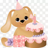 生日蛋糕兔夹艺术-卡通熊图案粉红蛋糕