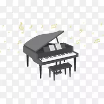 钢琴冬季钢琴家乐器.黑色钢琴和音符