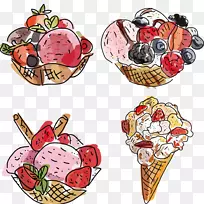 巧克力冰淇淋欧洲美食插图-插图草莓蓝莓甜点