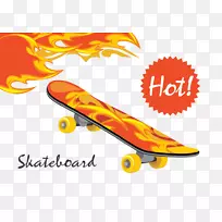滑板摄影插图.带火焰的滑板