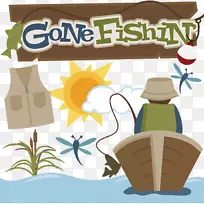 钓鱼用具可伸缩图形剪辑艺术去钓鱼剪贴画