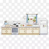 厨房冰箱家电卡通插图-厨房插画