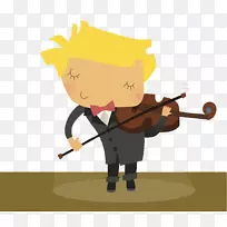 小提琴插图-一个穿着裙子和小提琴的小男孩